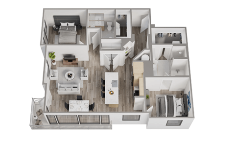 a234 floor plan  1 bedroom with 2 baths  1192 square feet